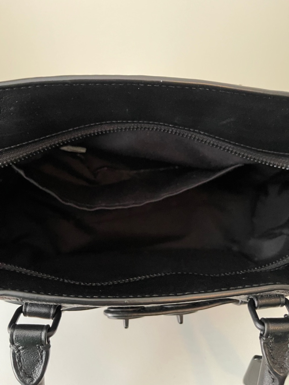 Black Leather Satchel Tote - Picture 4 of 10